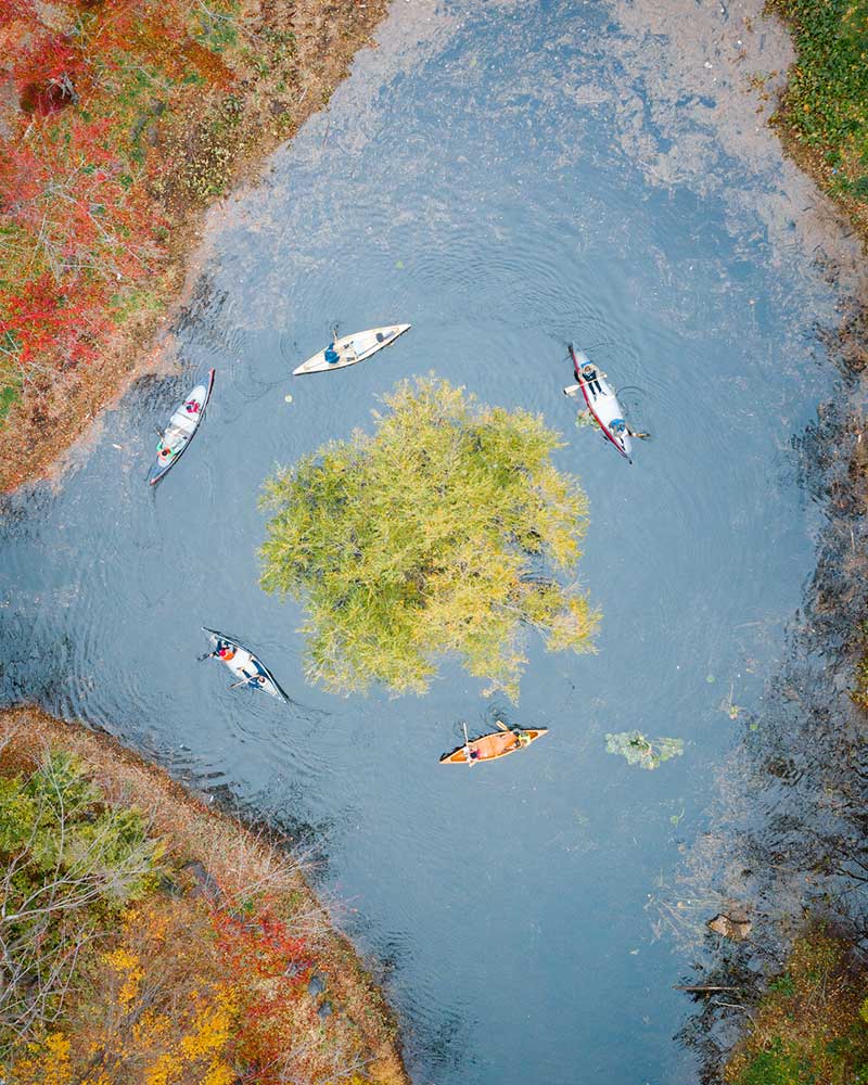 Kayakfahren auf See am Mount Fuji